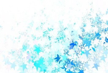 Light BLUE vector pattern with christmas stars.