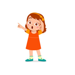 cute little kid girl show amazed and wow pose expression