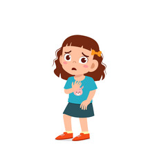 cute little kid girl show scared and worried pose expression