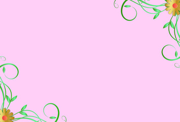 Green flower frame isolated on pink background vector design