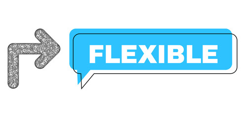 Conversation Flexible blue bubble frame and wire frame turn right. Frame and colored area are misplaced for Flexible label, which is located inside blue colored speech balloon.