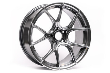 Beautiful car wheels isolated on white background