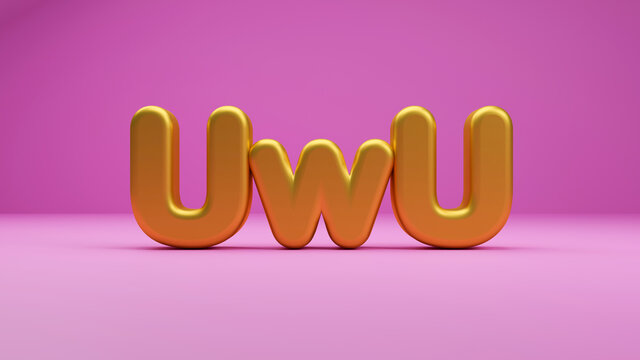Uwu is a modern and urban expression use for the youngs. 3d illustration