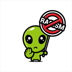 cute stop racism character vector design