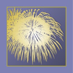 Fireworks - pastel yellow and white on a blue-gray backround