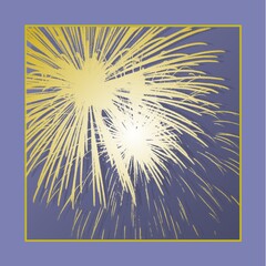 Fireworks - pastel yellow and white on a blue-gray backround