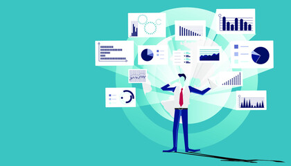 Businessman Idea concept   illustration vector,Office Work,Social Network Technology,Earth, chart,graph, for success,set icon.