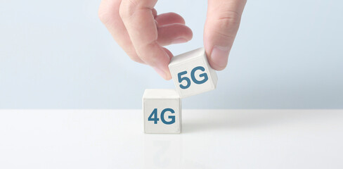 Concept creative idea innovation. cube block in hand with symbol