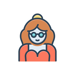 Color illustration icon for actress