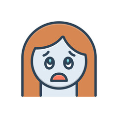 Color illustration icon for fear
