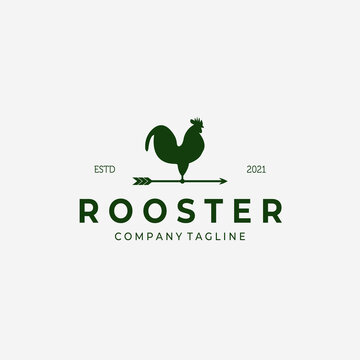 Weathervane Rooster Vintage Logo Vector Design Illustration, Rooster Icon, Farm Fresh, Livestock Company