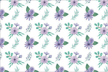 Seamless floral pattern with flowers Anemone in vintage watercolor style and decor of golden texture. Vector illustration on white background.