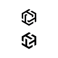 t triple initial hexagon logo design vector template