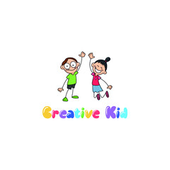 Happy children and kids logo design vector. Education, children day, school logo concept