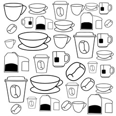 set of coffee and tea cup vector design isolated