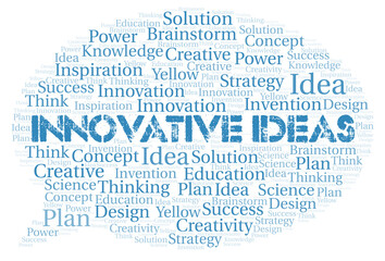 Innovative Ideas typography word cloud create with the text only.