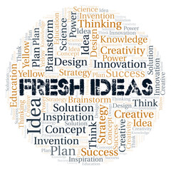 Fresh Ideas typography word cloud create with the text only.