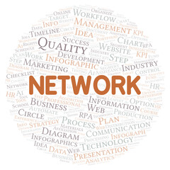 Network typography word cloud create with the text only.