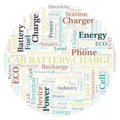 Fototapeta premium Car Battery Charge typography word cloud create with the text only.