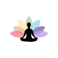 Logo vector emblem, simple yoga icon