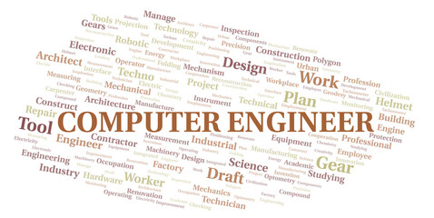 Computer Engineer typography word cloud create with the text only