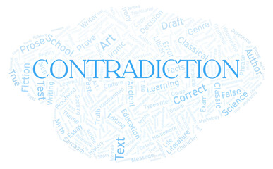 Contradiction typography word cloud create with the text only