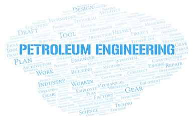 Petroleum Engineering typography word cloud create with the text only