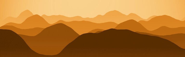 Fototapeta na wymiar cute mountains ridges in the sun setting time digital graphics background texture illustration