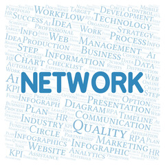 Network typography word cloud create with the text only.