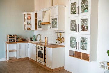 bright Scandinavian style kitchen. design of premises
