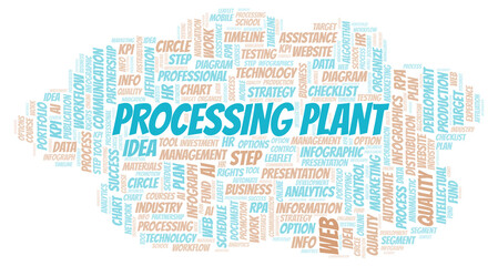 Obraz premium Processing Plant typography word cloud create with the text only.