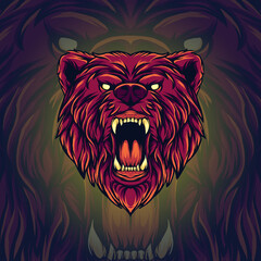 Angry bear illustration. The bear mascot vector