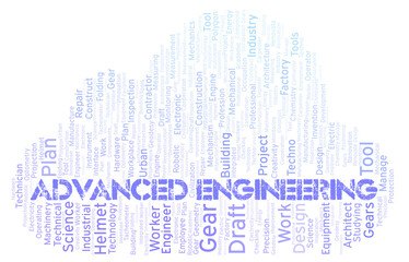 Obraz premium Advanced Engineering typography word cloud create with the text only
