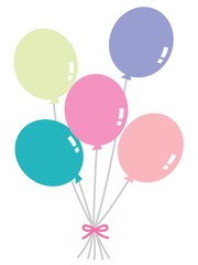 パステルカラーの風船のイラスト