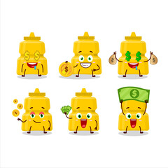 Mustard cartoon character with cute emoticon bring money