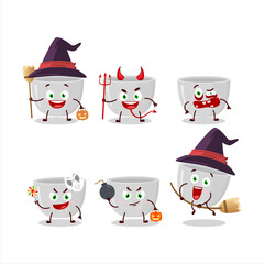 Halloween expression emoticons with cartoon character of plastic bowl