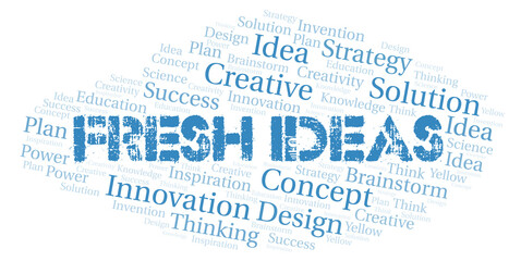 Fresh Ideas typography word cloud create with the text only.