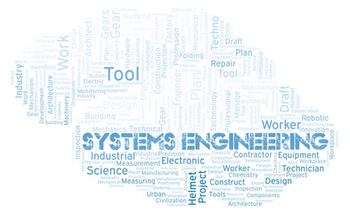 Systems Engineering typography word cloud create with the text only