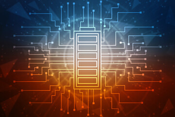 Battery Icon in digital background, battery supply Concept Background, Energy Efficiency Concept, Power and Energy background