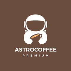 astronaut coffee logo vector icon illustration © gaga vastard