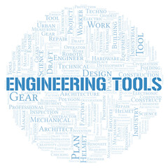 Engineering Tools typography word cloud create with the text only