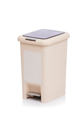 Plastic dustbin on white