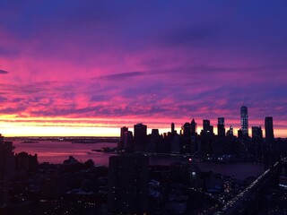Fototapeta na wymiar Manhattan New York Skyline Sunset