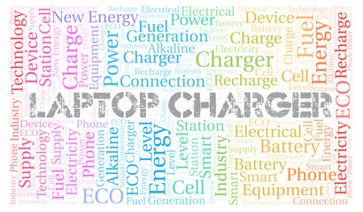 Fototapeta premium Laptop Charger typography word cloud create with the text only.