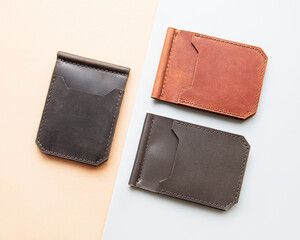 Stylish leather wallet money clips