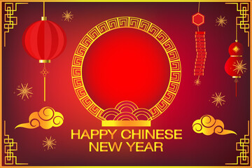 Chinese New Year 2021 on red background with space for text
