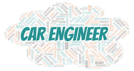 Car Engineer typography word cloud create with the text only