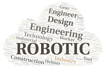 Robotic typography word cloud create with the text only