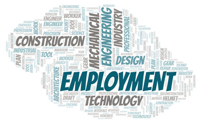 Employment typography word cloud create with the text only