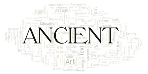 Ancient typography word cloud create with the text only